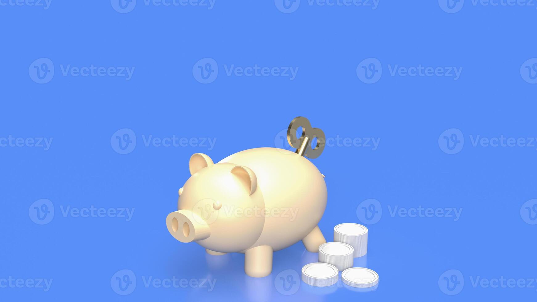 The Piggy Bank and wind up for earn or saving concept 3d rendering. photo