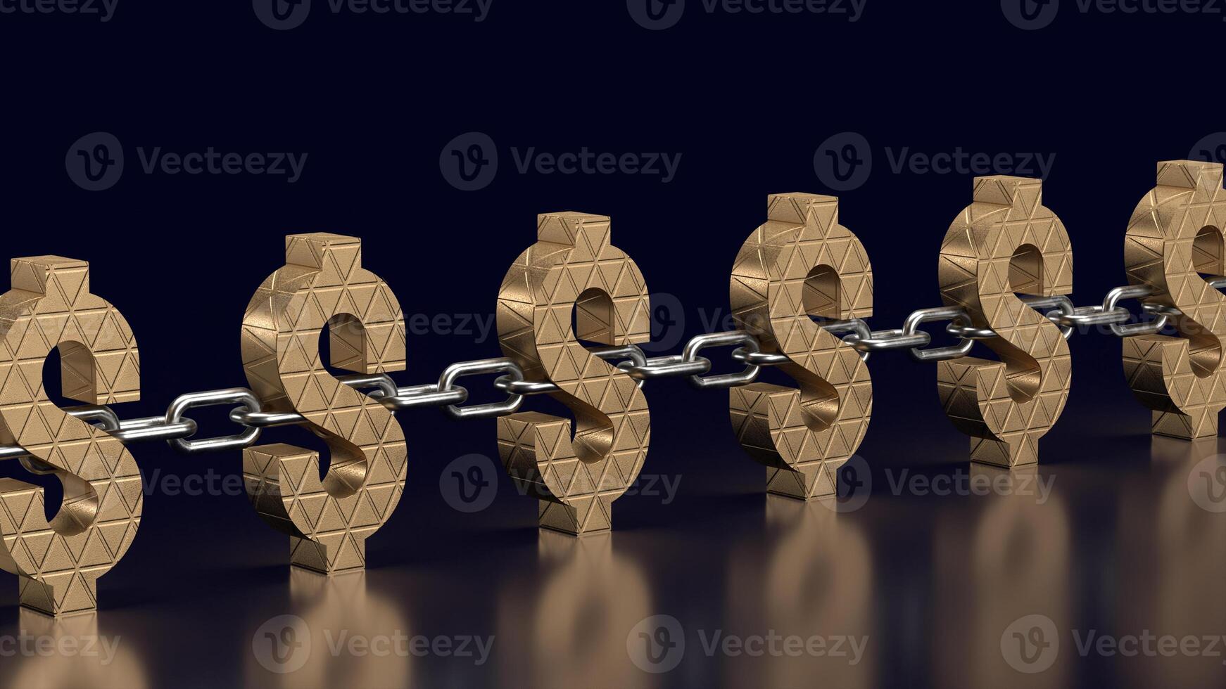 The Dollar icon and chain for Business concept 3d rendering. photo