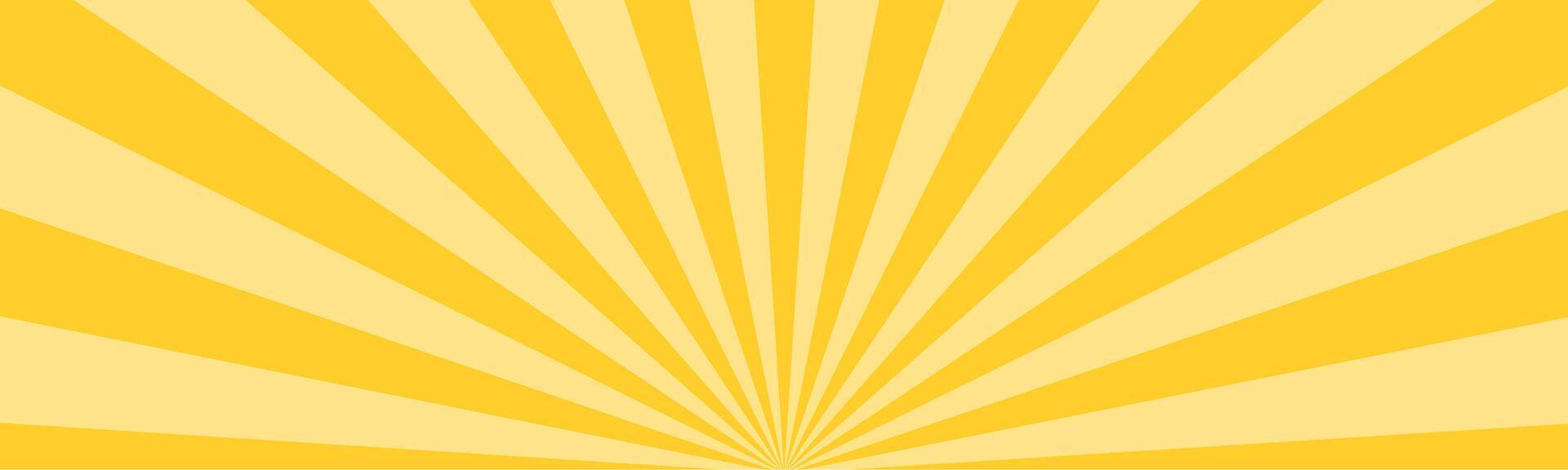 Banner, yellow Sunrise sunbeam rays, lines background, light vector