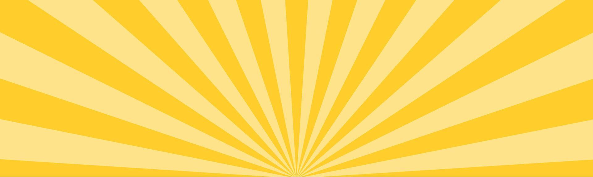 Banner, yellow Sunrise sunbeam rays, lines background, light vector