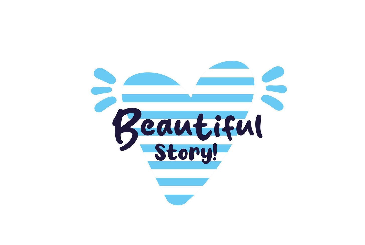 Beautiful story sign, label, sticker, text design with blue marine heart design vector