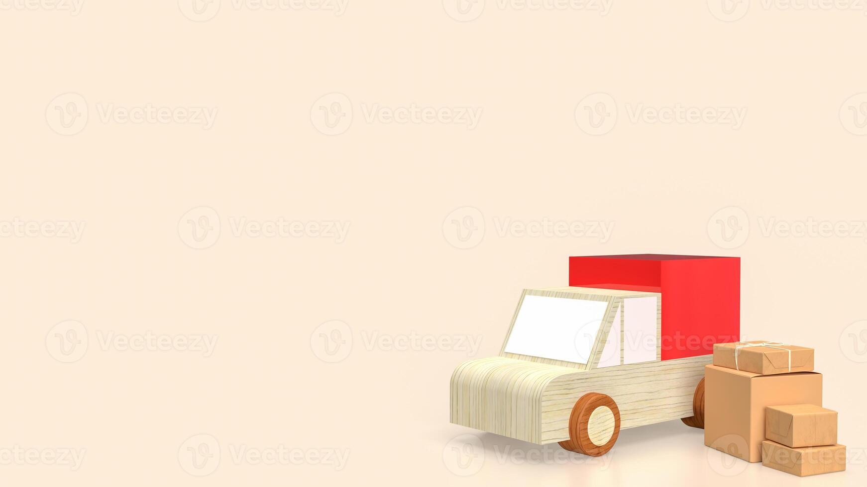 The Paper box and van truck for Delivery concept 3d rendering. photo