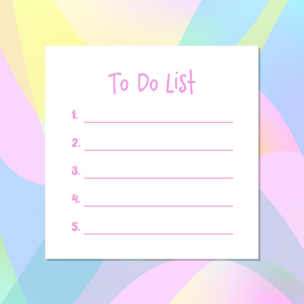 To do list, template. Printable. Colorful background vector