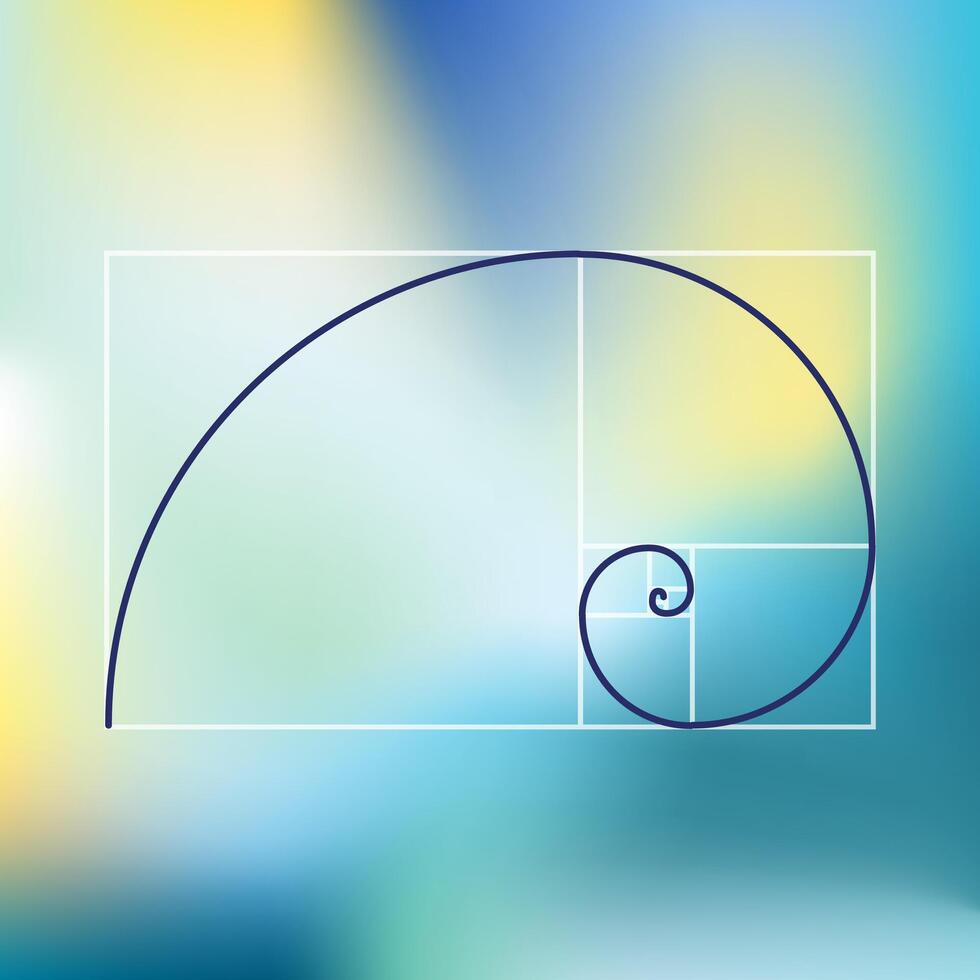 Perfecto proporción proporción, dorado espiral, fibonacci secuencia, resumen antecedentes vector