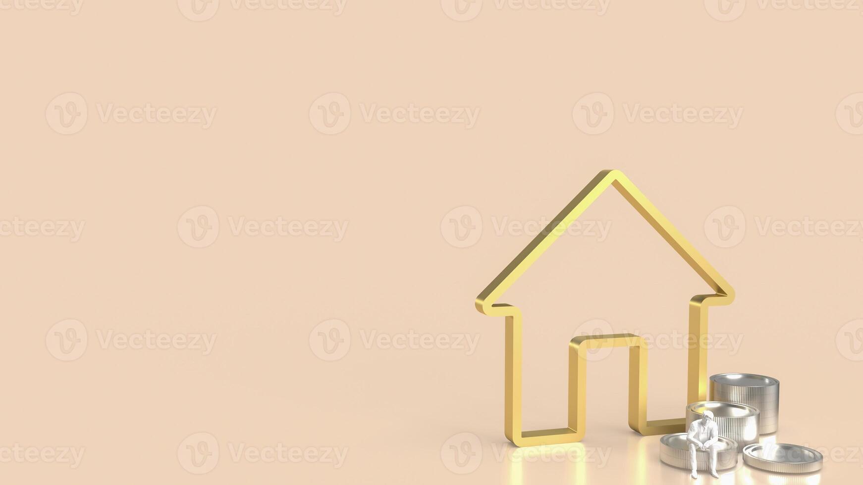 The gold house for property or building concept 3d rendering. photo
