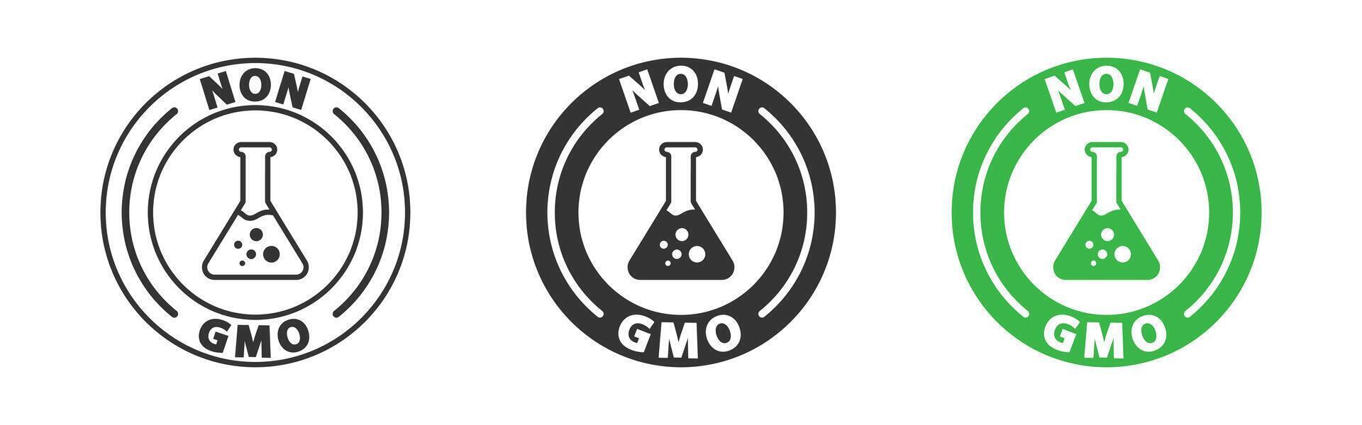 no gmo etiquetas. sano orgánico comida concepto. vector ilustración.