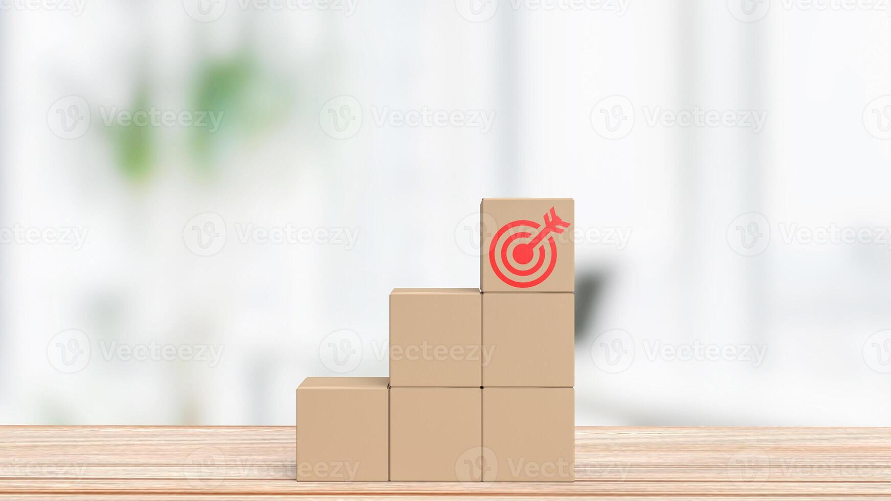 The target icons on paper box for Business concept 3d rendering. photo