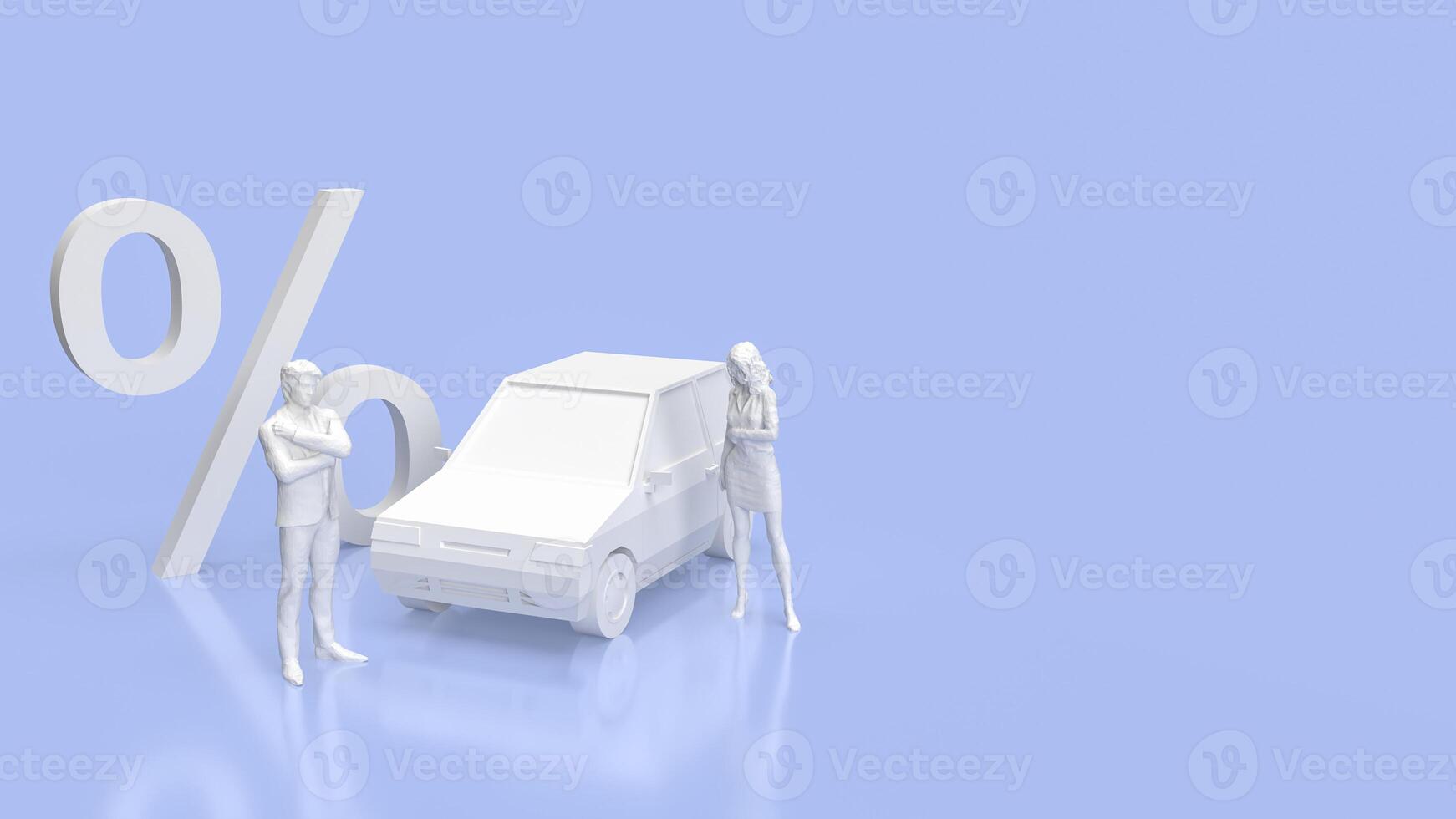 The car and percent symbol for Automotive finance concept 3d rendering. photo