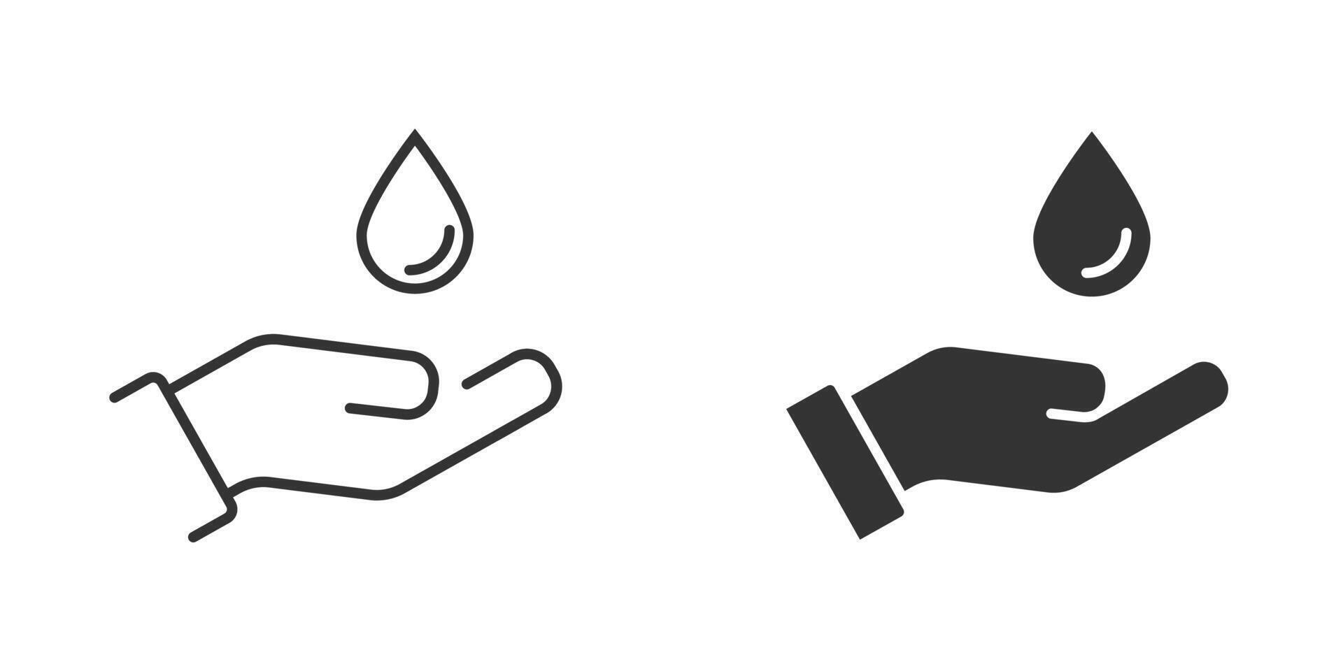 water drop hand icon Water save symbol. Vector illustration.