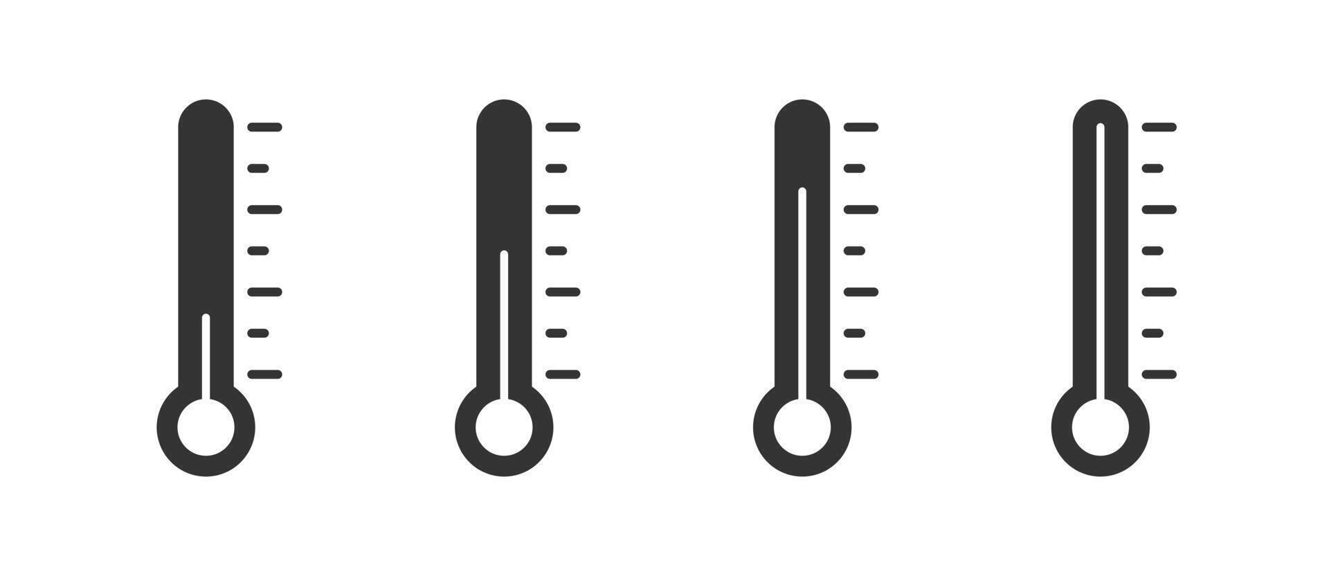 termómetro icono colocar. clima signo. temperatura icono. temperatura escala símbolo. frío y caliente simbolos vector ilustración.