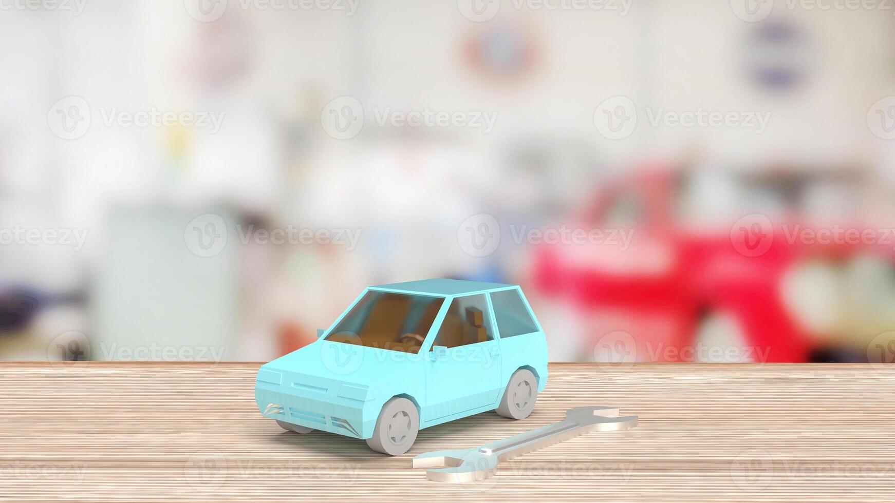 el coche y herramienta para garaje o Servicio concepto 3d representación. foto