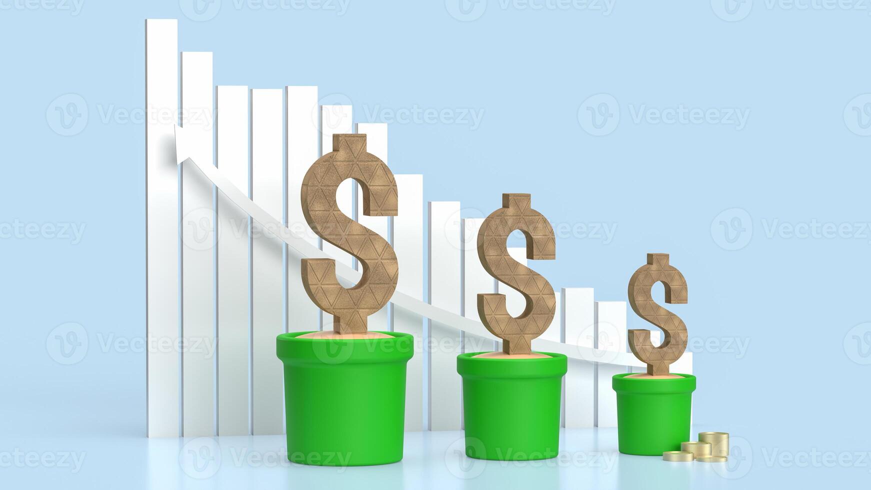 The dollar icon in plant for business concept 3d rendering. photo