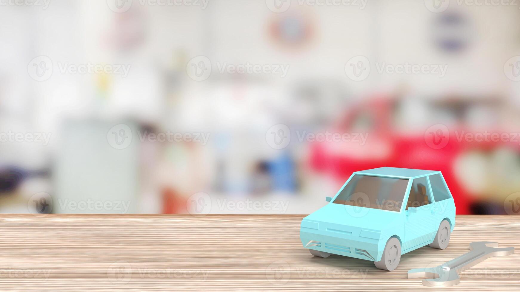 el coche y herramienta para garaje o Servicio concepto 3d representación. foto