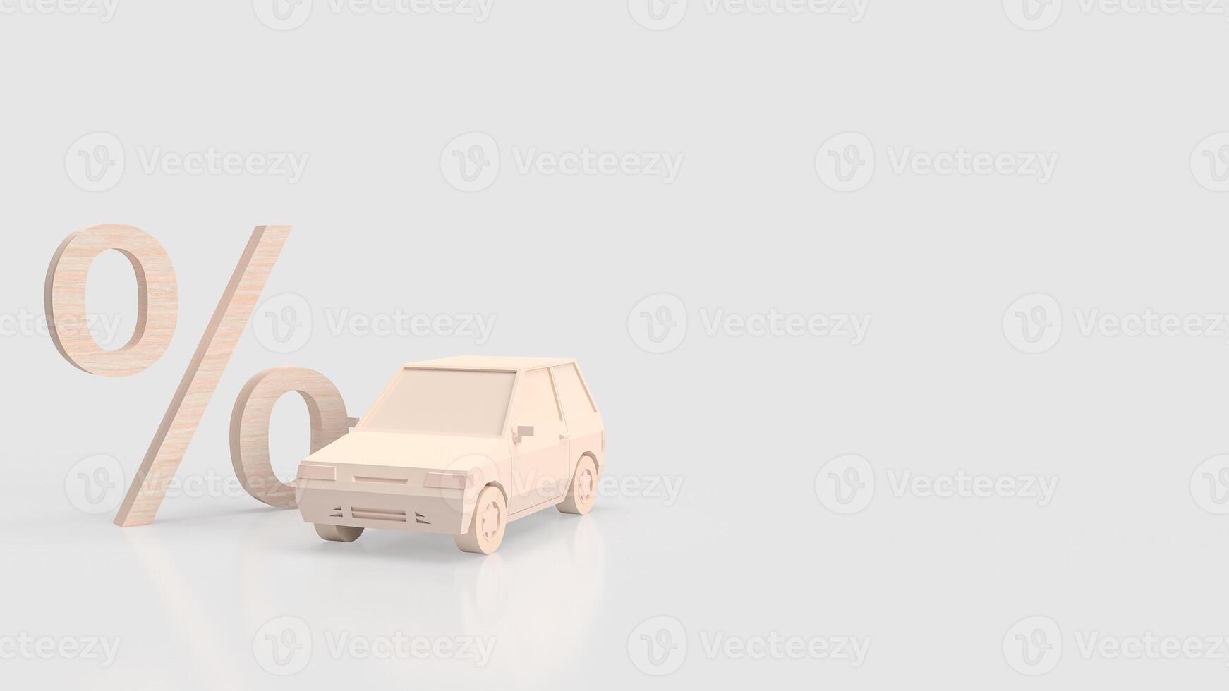 The car and percent symbol for Automotive finance concept 3d rendering. photo