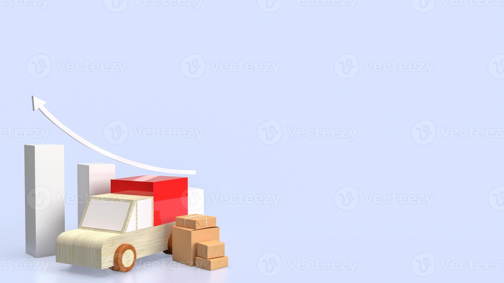 The Paper box and van truck for Delivery concept 3d rendering. photo