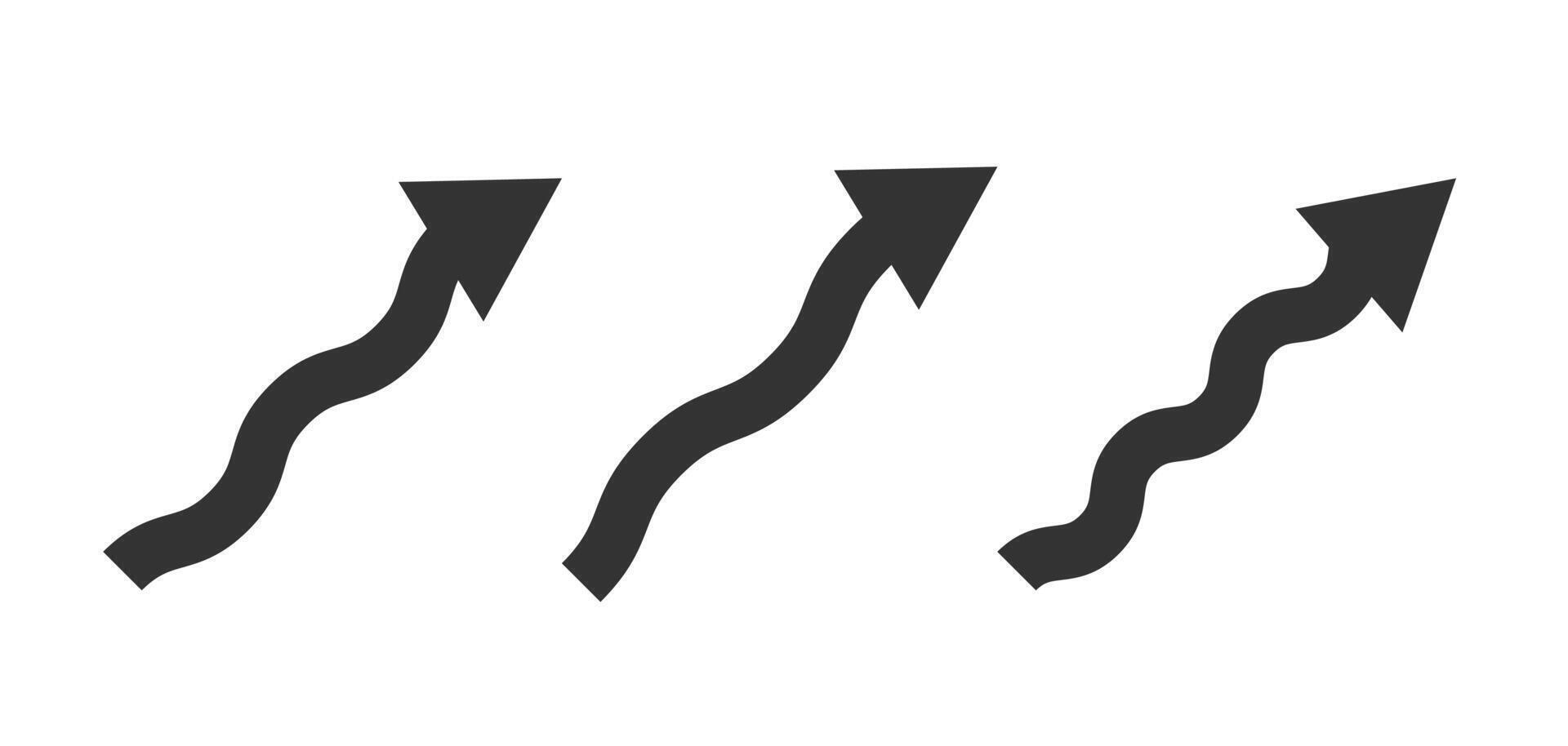 Curved arrows on a white background. Vector illustration.