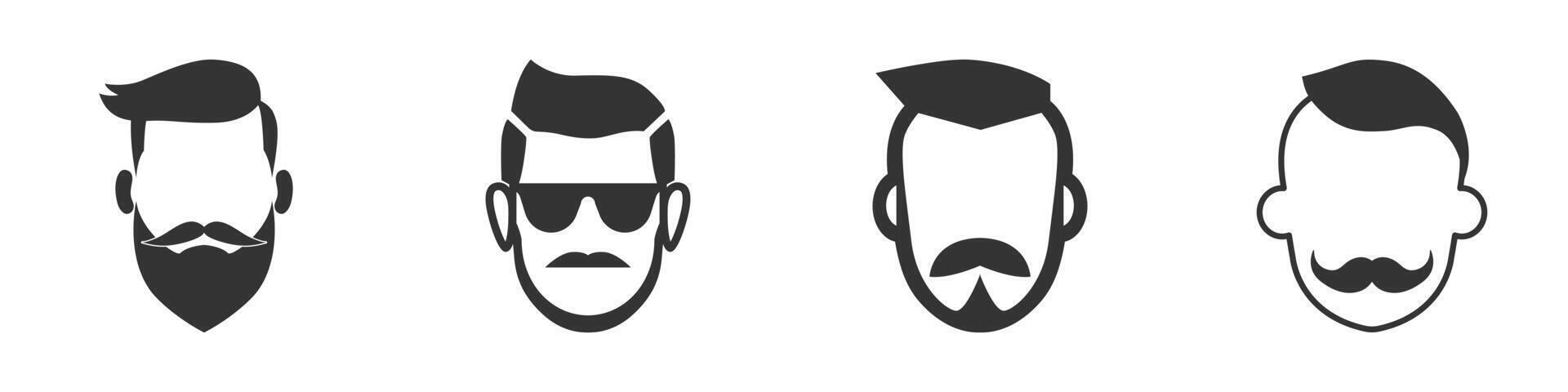 Silhouette of a man's head with a mustache. Vector illustration.