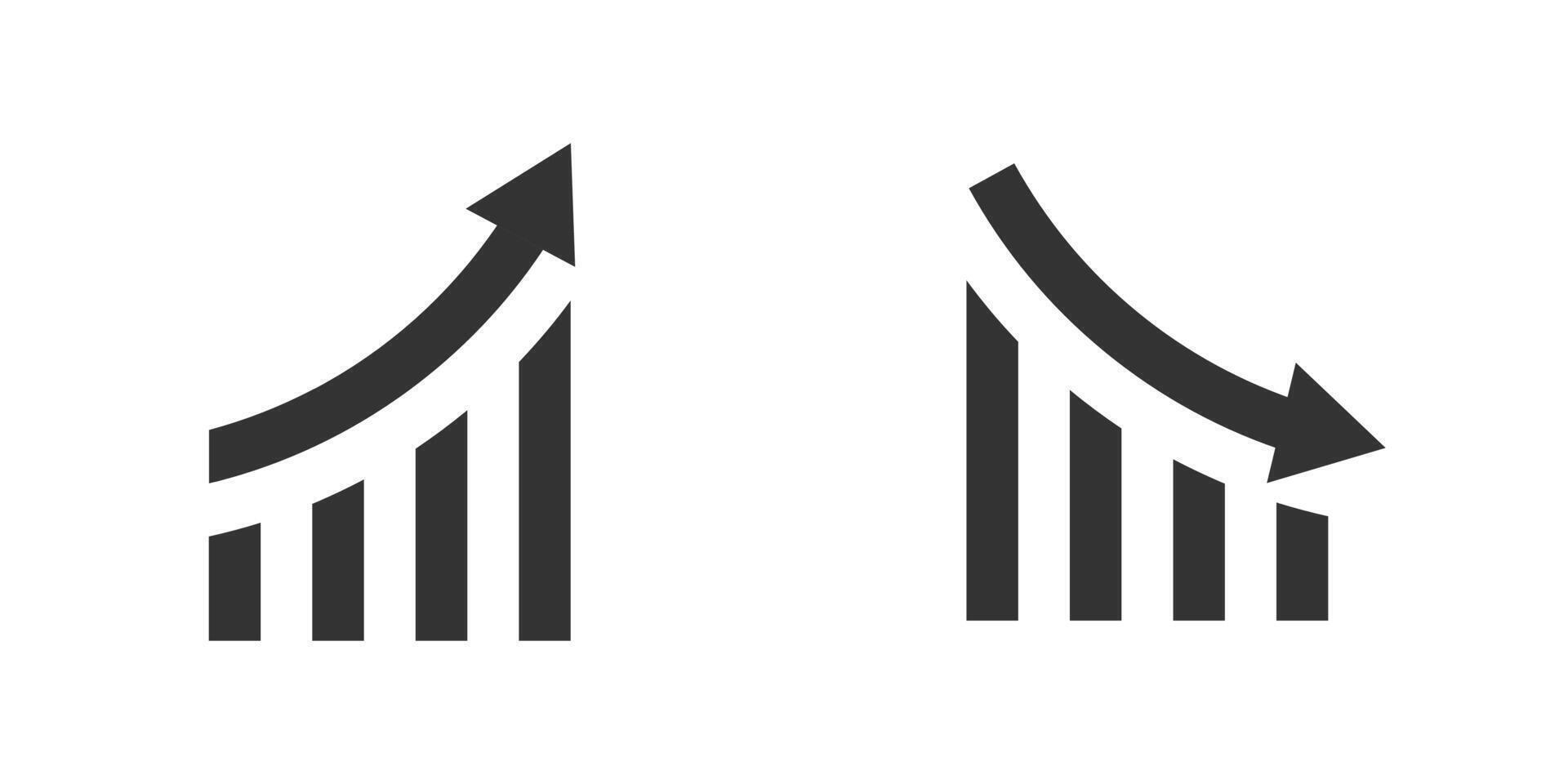 Growth, decline icon. Financial arrows up and down. Vector illustration.