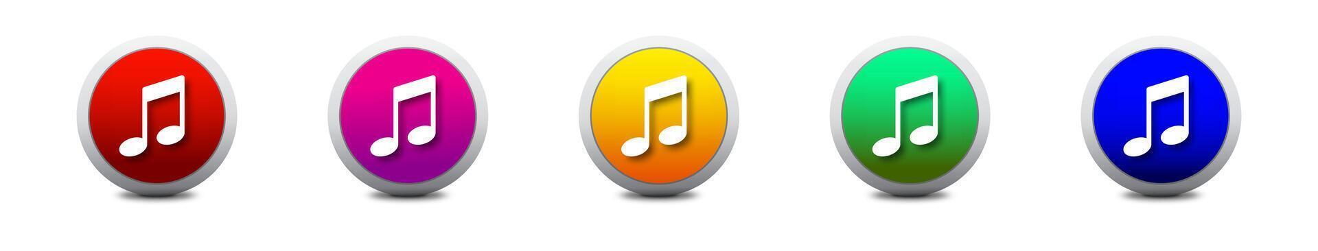 Music notes 3d buttons. Flat vector illustration.