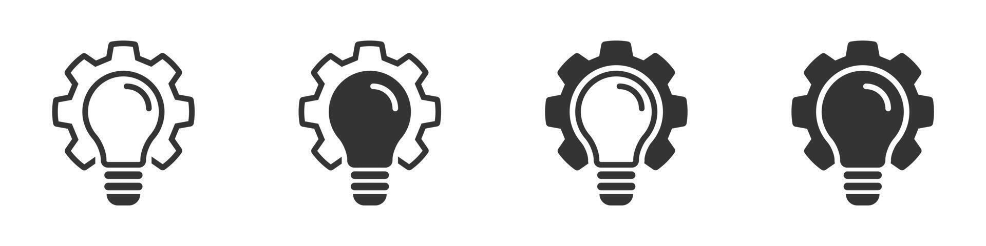 Creative gear and bulb icon. Innovation symbol. Vector illustration.