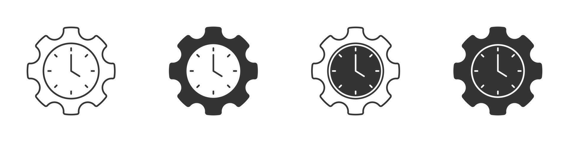 engranaje con hora icono colocar. reloj con engranaje. vector ilustración.