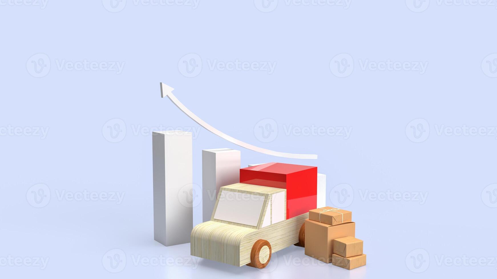 The Paper box and van truck for Delivery concept 3d rendering. photo