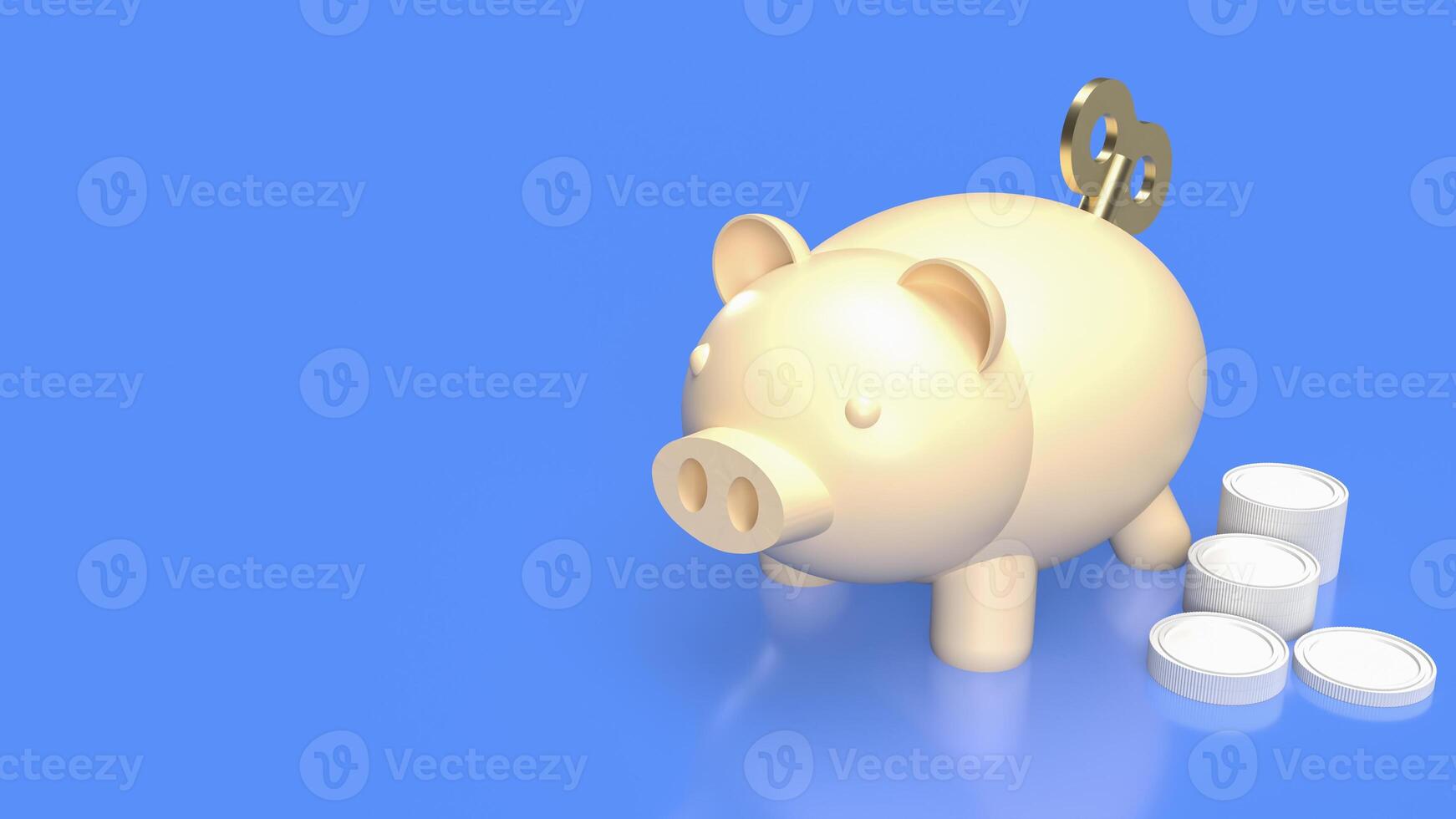 The Piggy Bank and wind up for earn or saving concept 3d rendering. photo