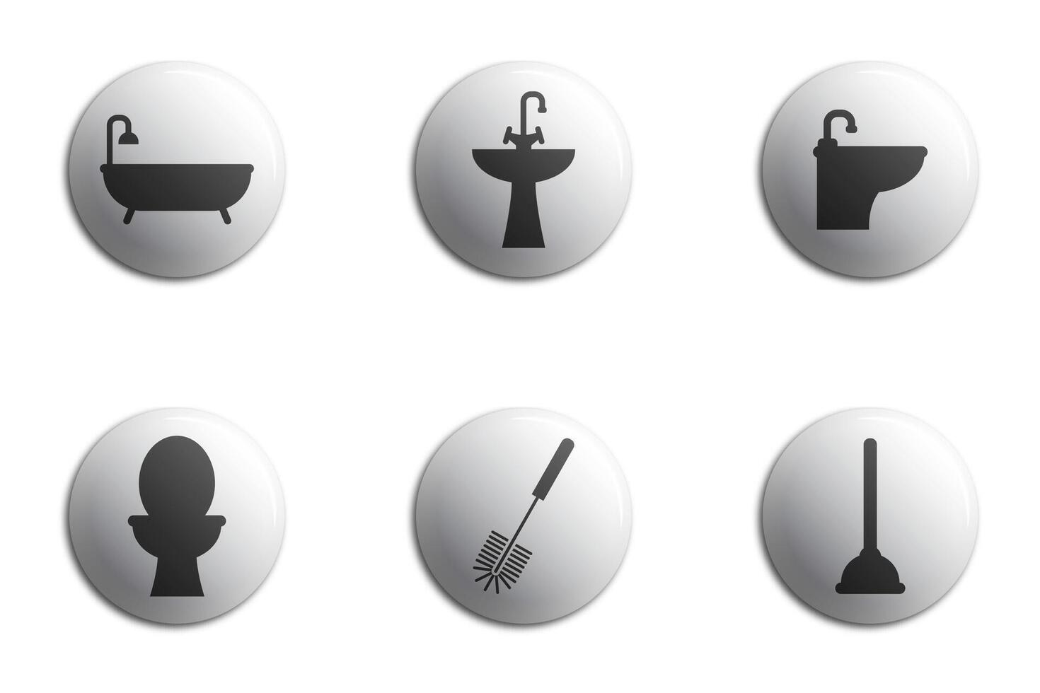 Bathroom toilet icon set. Vector flat illustration.