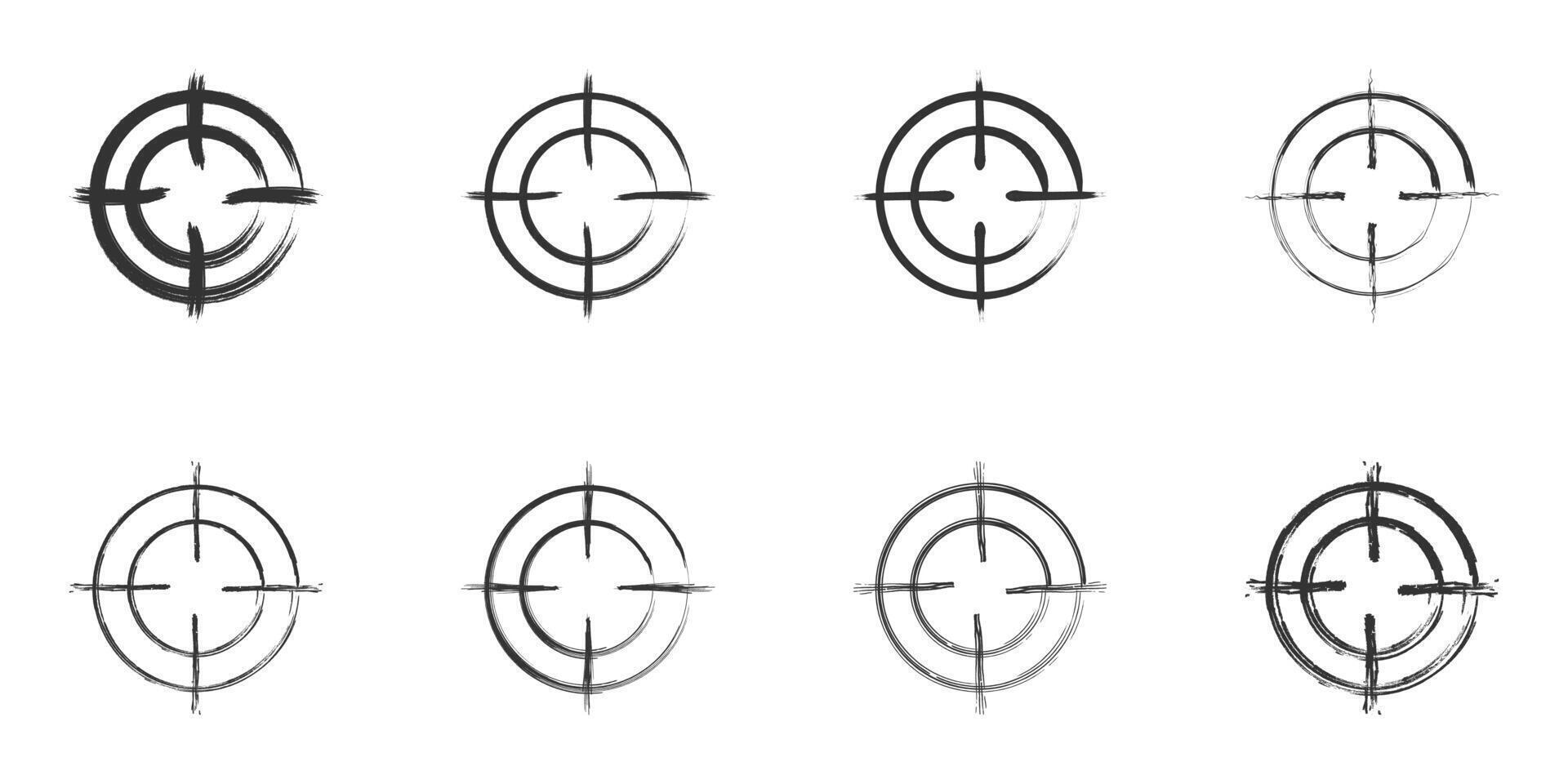 A hand drawn target icon set. Vector illustration.