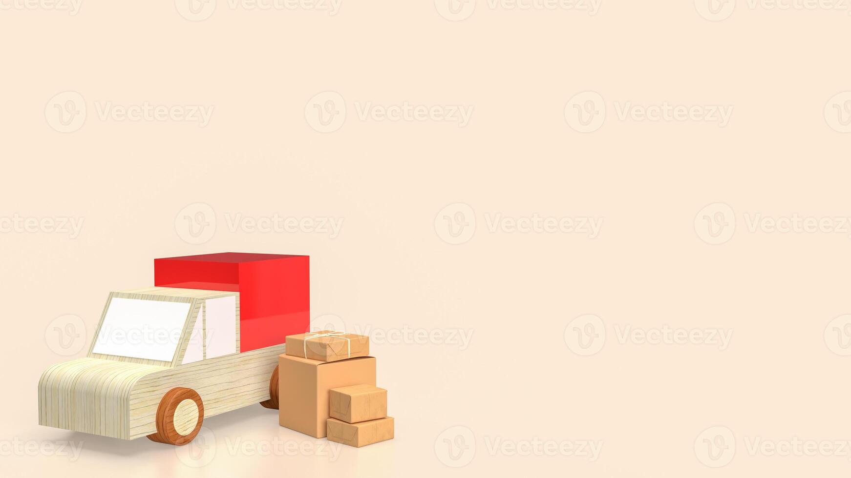 The Paper box and van truck for Delivery concept 3d rendering. photo