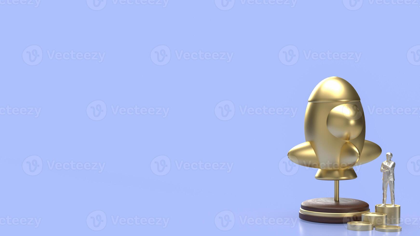 The gold rocket for Business or start up concept 3d rendering. photo