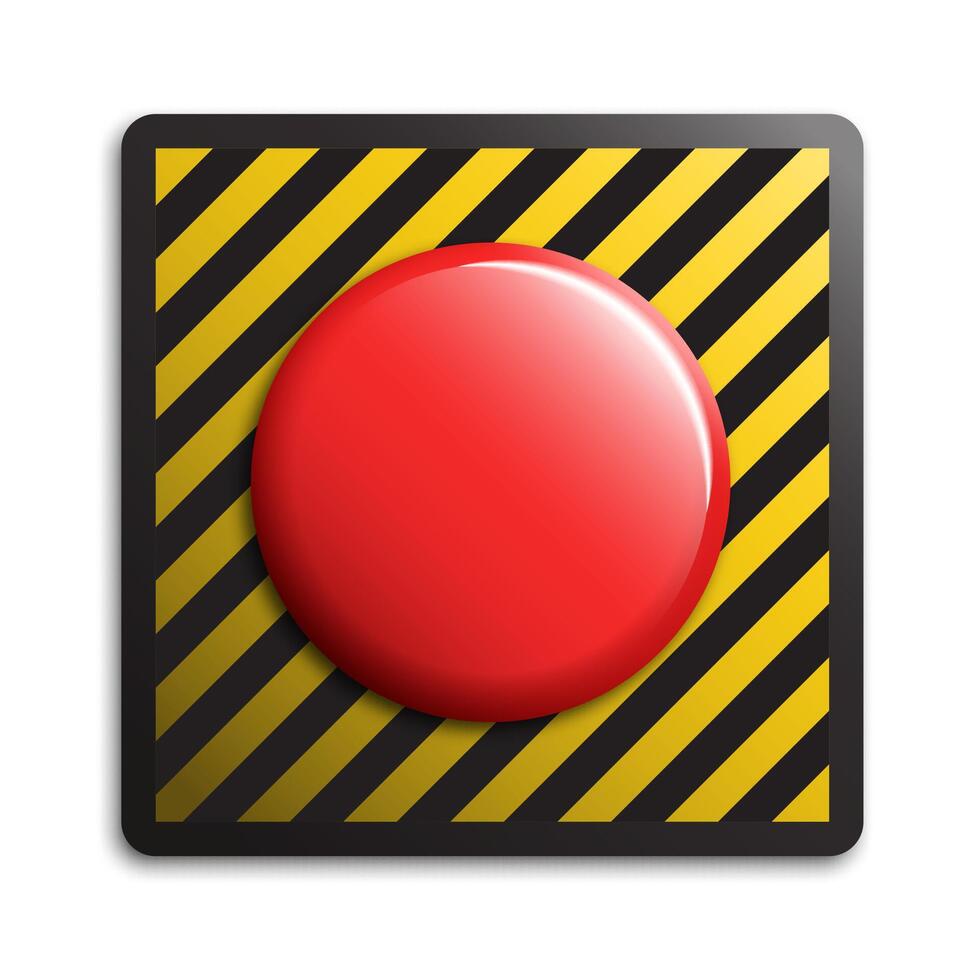 Red alarm button. Vector illustration.