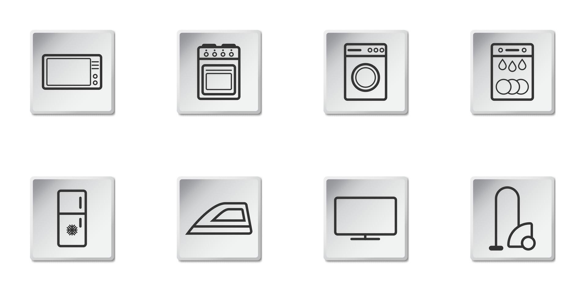 Household appliances icon set. Vector isolated simple line illustration.