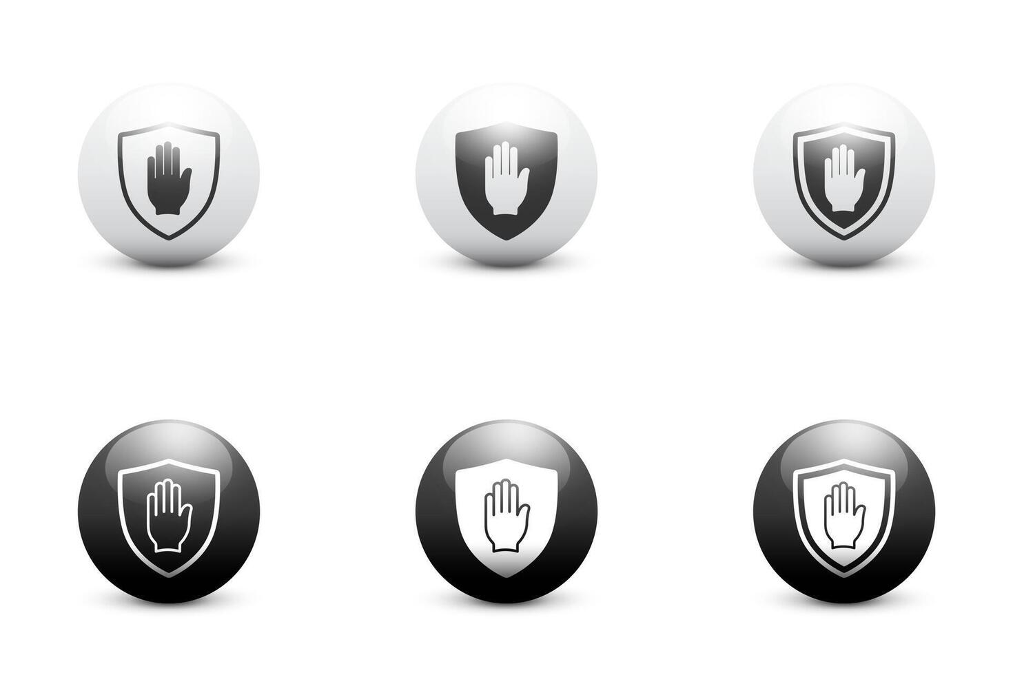 Security shield icon. Stop icon. Hand block symbol. Vector illustration.