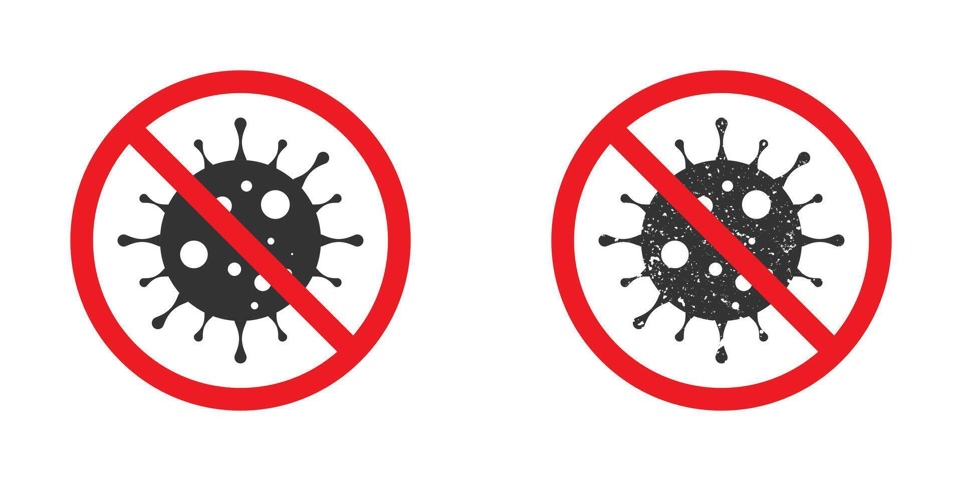 Virus icon with red prohibit sign. Stop virus icon. Vector illustration.