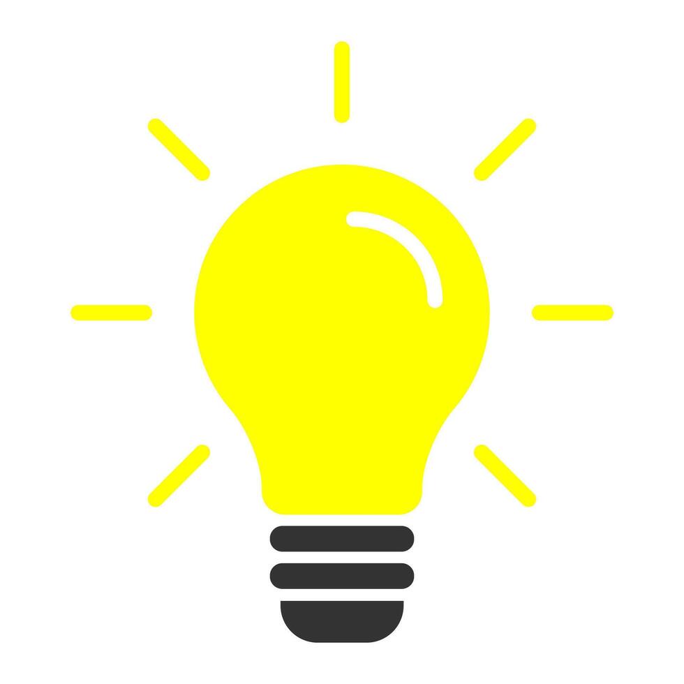 bulbo ligero idea icono. lámpara con rayos brillar. vector ilustración.