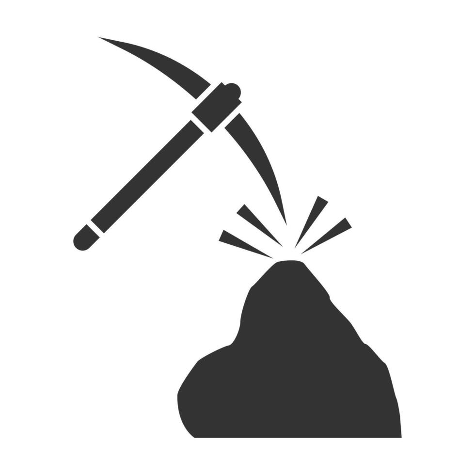 Coal and pickaxe Pile of charcoal icon. Mining icon. Flat vector illustration.