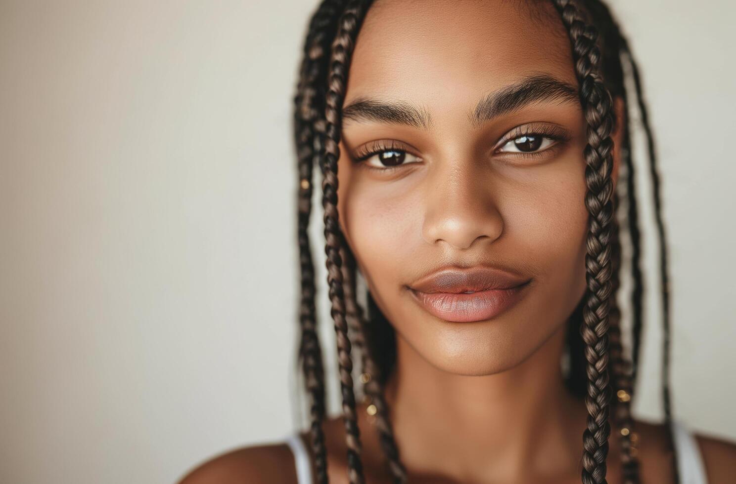 AI generated Young woman with African braids photo