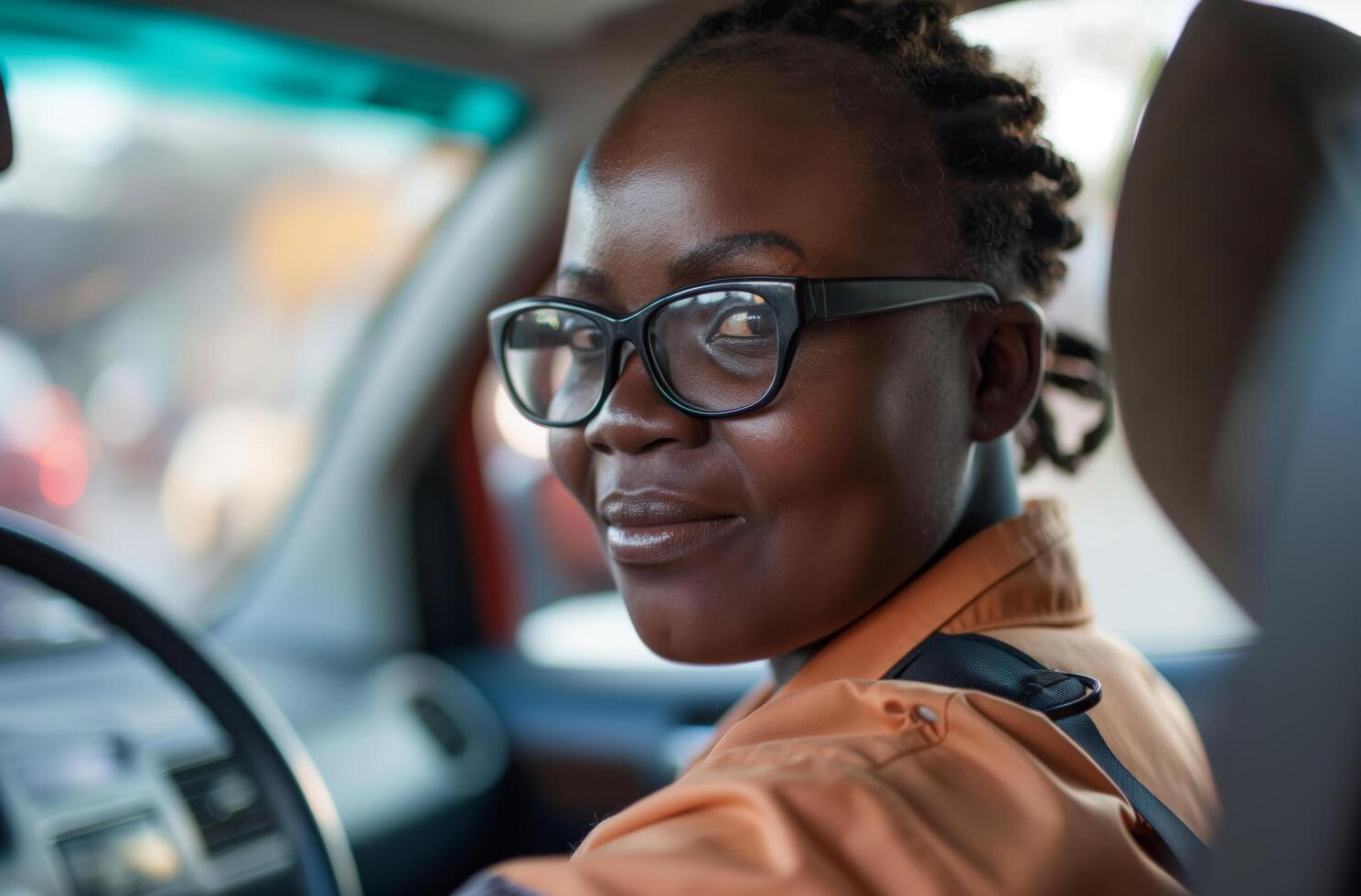 AI generated Smiling African American driver photo