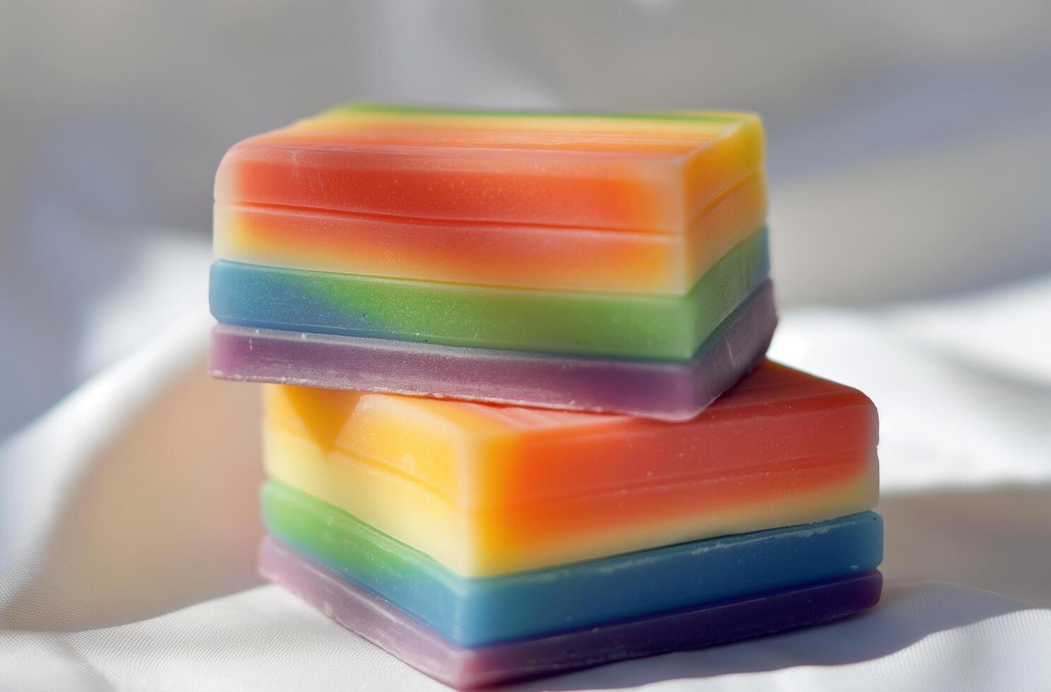 AI generated A stack of rainbow LGBT themed soap photo