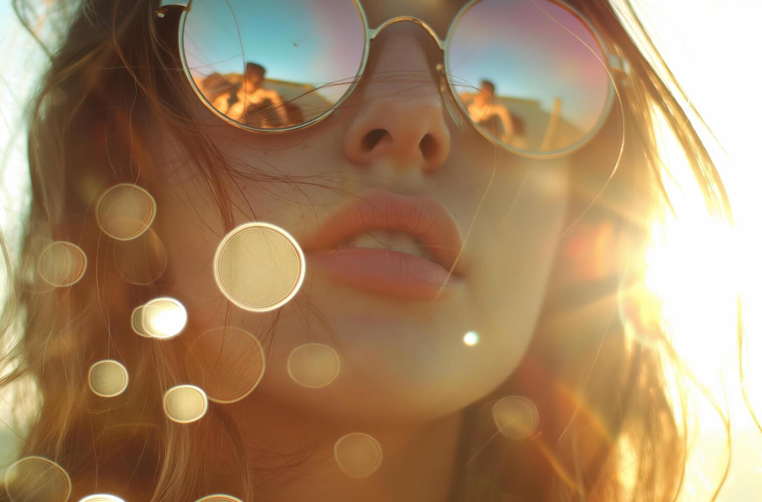 AI generated Woman in golden hour light photo