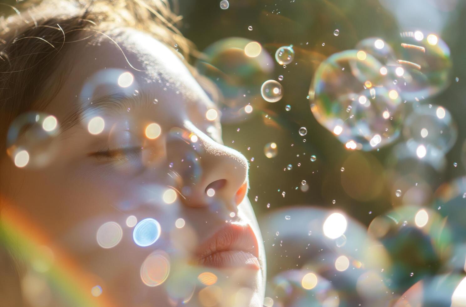 AI generated A baby's face in soap bubbles photo