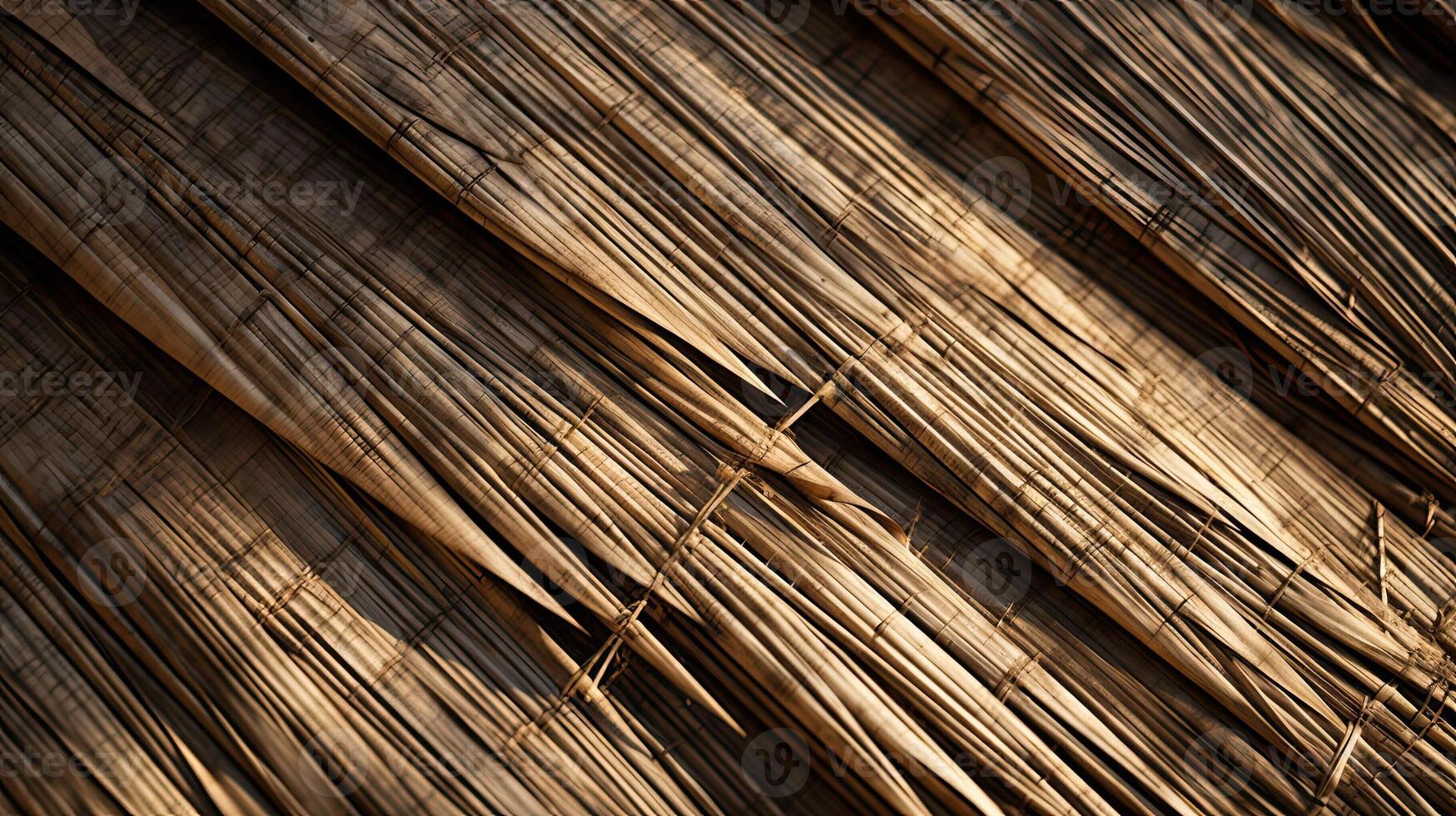 AI generated Reed texture. Wicker thatch rustic roof. Dry thin reed. AI generated photo