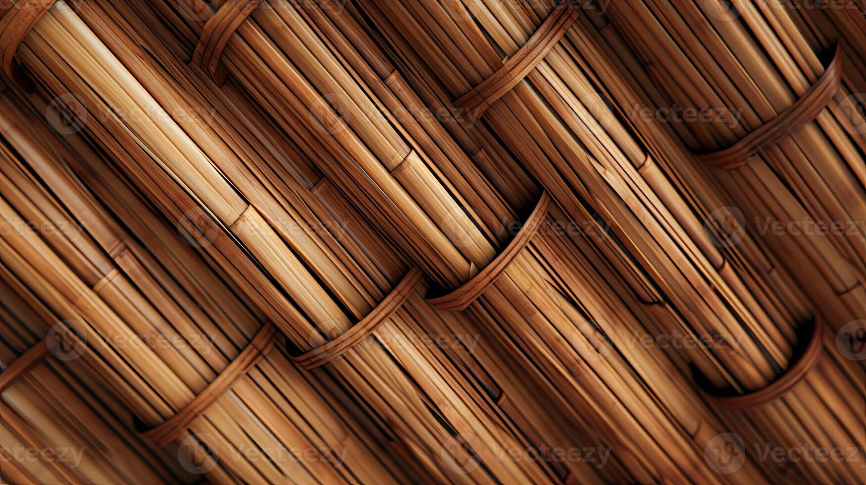 AI generated Reed texture. Wicker thatch rustic roof. Dry thin reed. photo