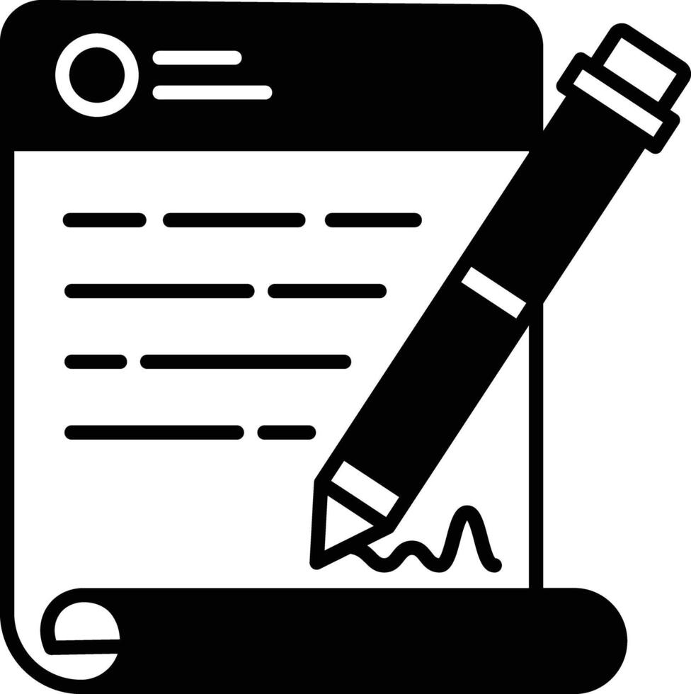 Letter writing glyph and line vector illustration