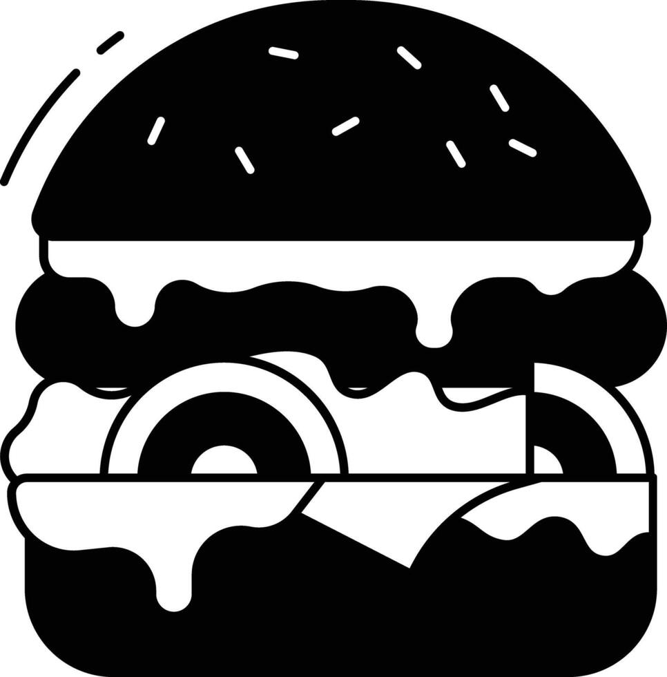 hot cheese burger glyph and line vector illustration