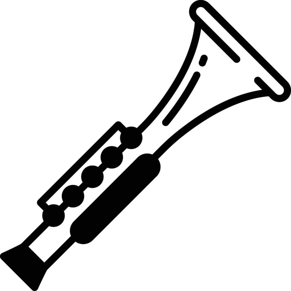 clarinete glifo y línea vector ilustración