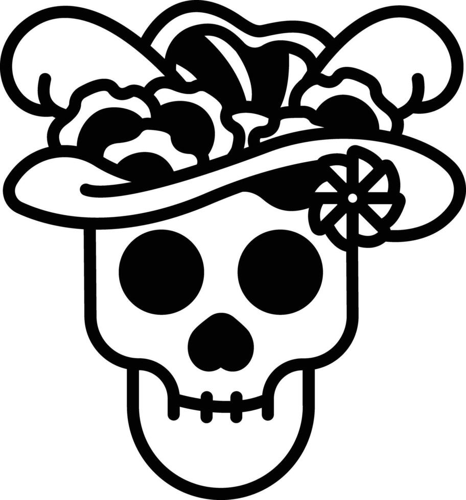 Catrina glyph and line vector illustration