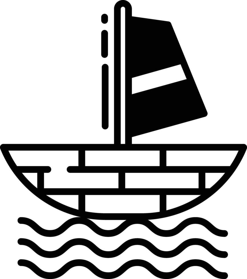 Sailboat glyph and line vector illustration