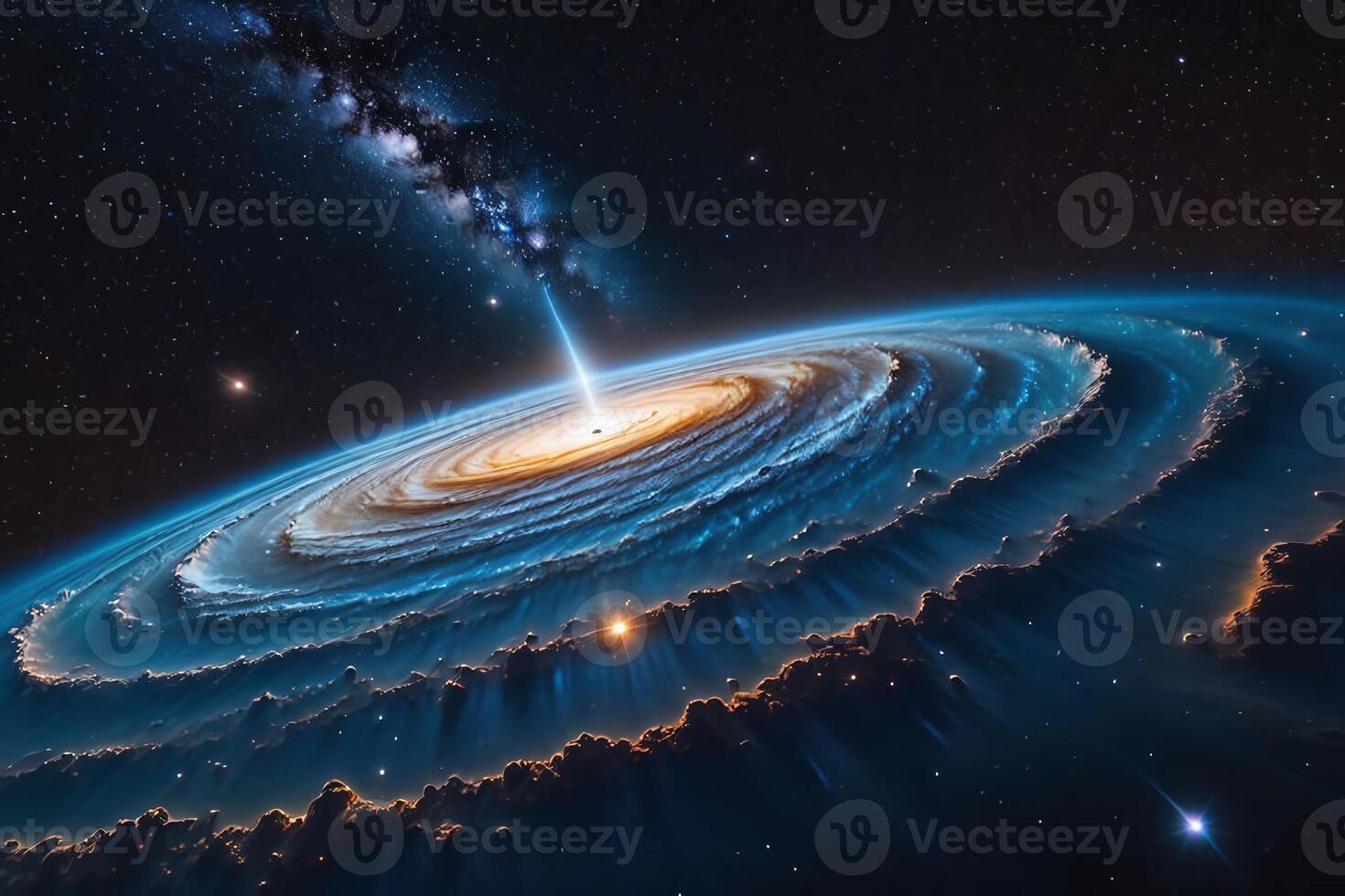 AI generated Galaxy and nebula in outer space with bright of light photo